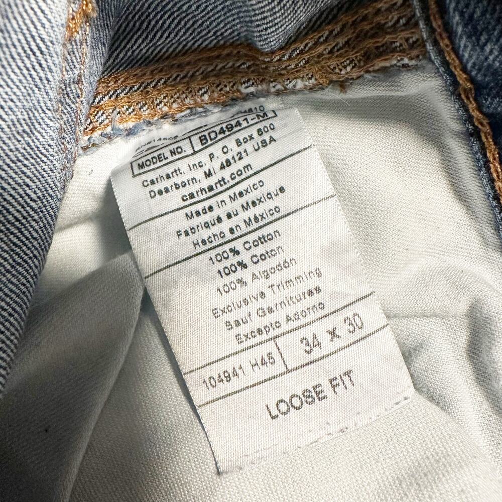 Vtg Carhartt Distressed Workwear Jeans 34x30 Loose Fit Carpenter B11 Denim - Picture 3 of 8
